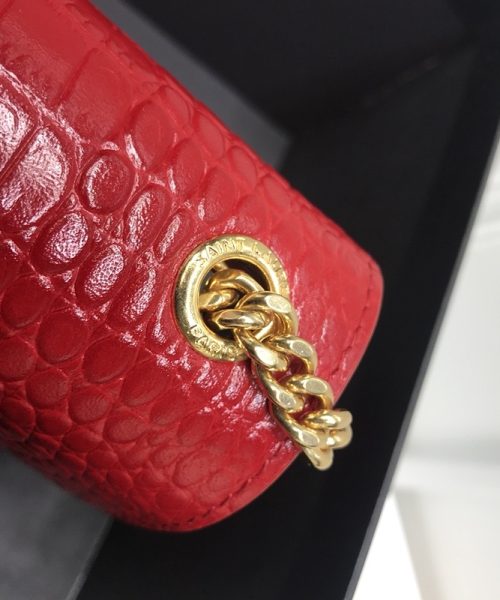 [REP 1:1] Saint Laurent Kate Medium Chain Bag With Tassel In Embossed Crocodile Red For Women 9.4in/24cm YSL