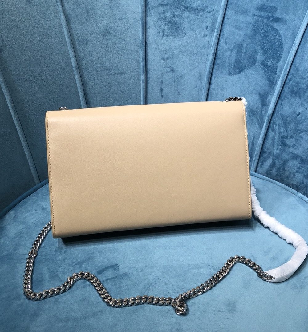 [REP 1:1] Saint Laurent Kate Medium Chain Bag With Tassel In Grain De Poudre Beige For Women 9.4in/24cm YSL