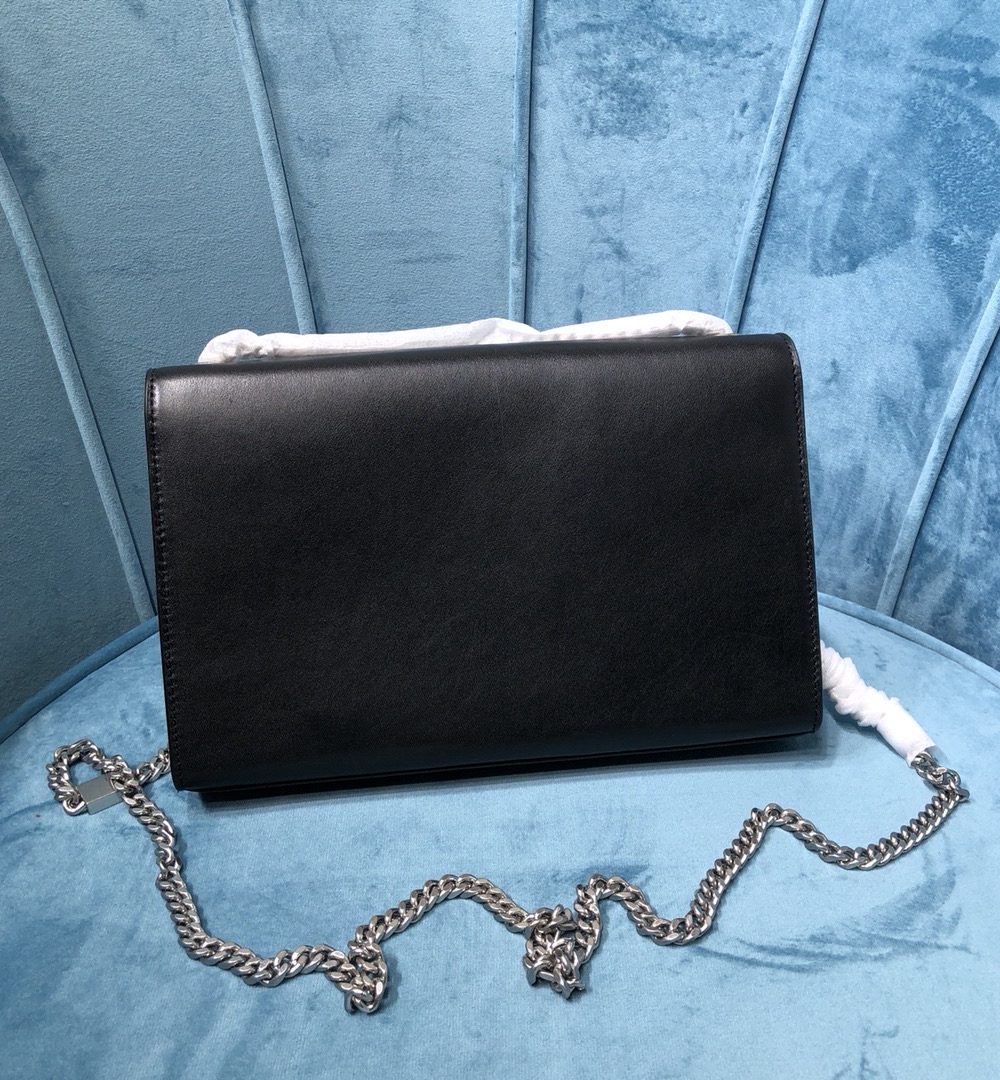 [REP 1:1] Saint Laurent Kate Medium Chain Bag With Tassel In Grain De Poudre Black For Women 9.4in/24cm YSL 354119BOW0N1000