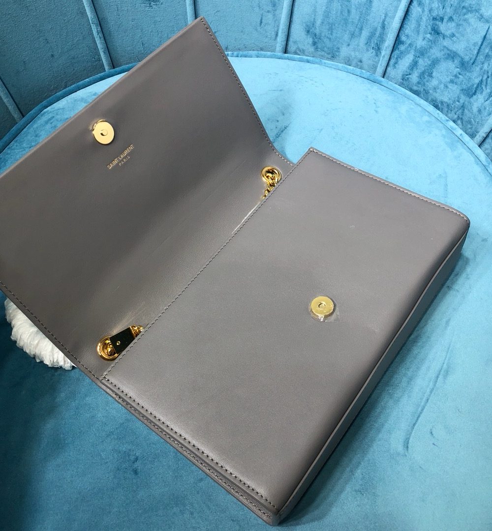 [REP 1:1] Saint Laurent Kate Medium Chain Bag With Tassel In Grain De Poudre Grey For Women 9.4in/24cm YSL