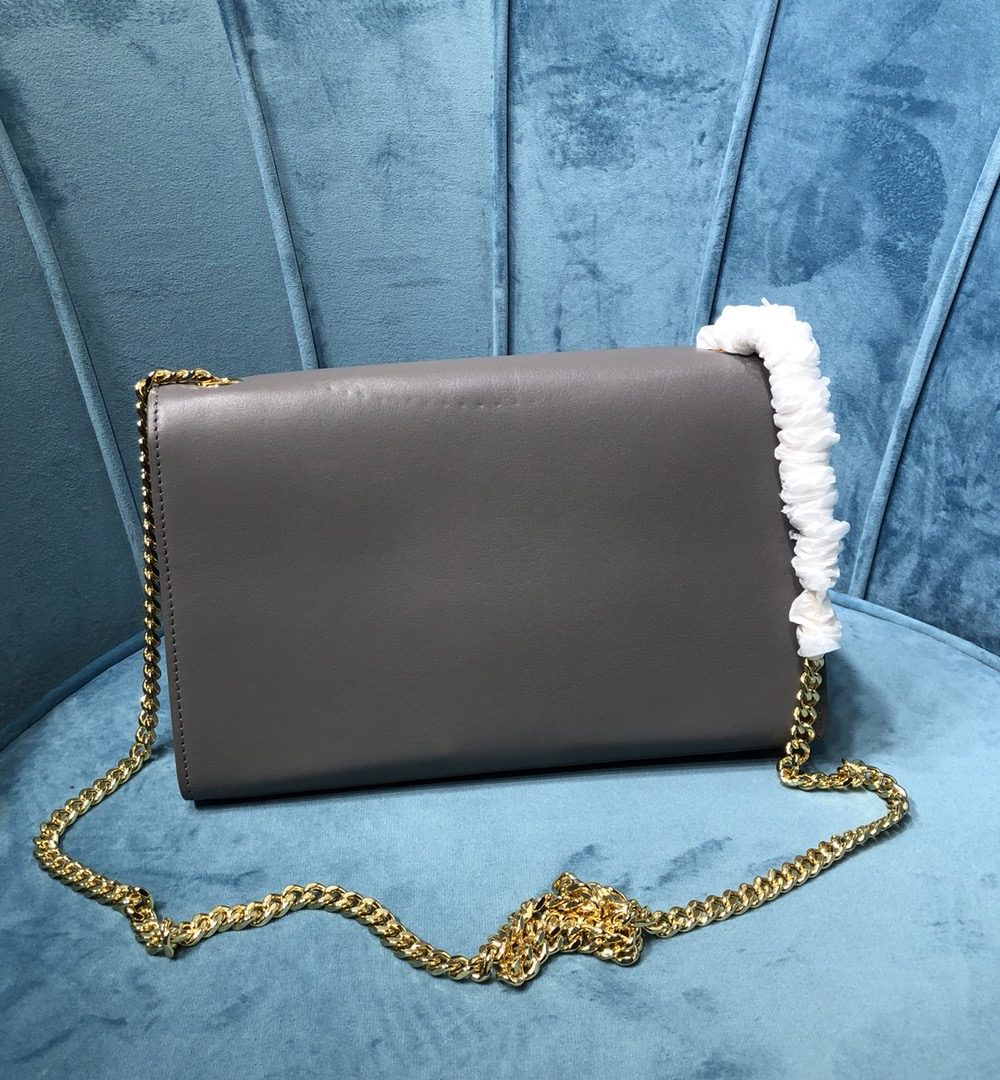 [REP 1:1] Saint Laurent Kate Medium Chain Bag With Tassel In Grain De Poudre Grey For Women 9.4in/24cm YSL