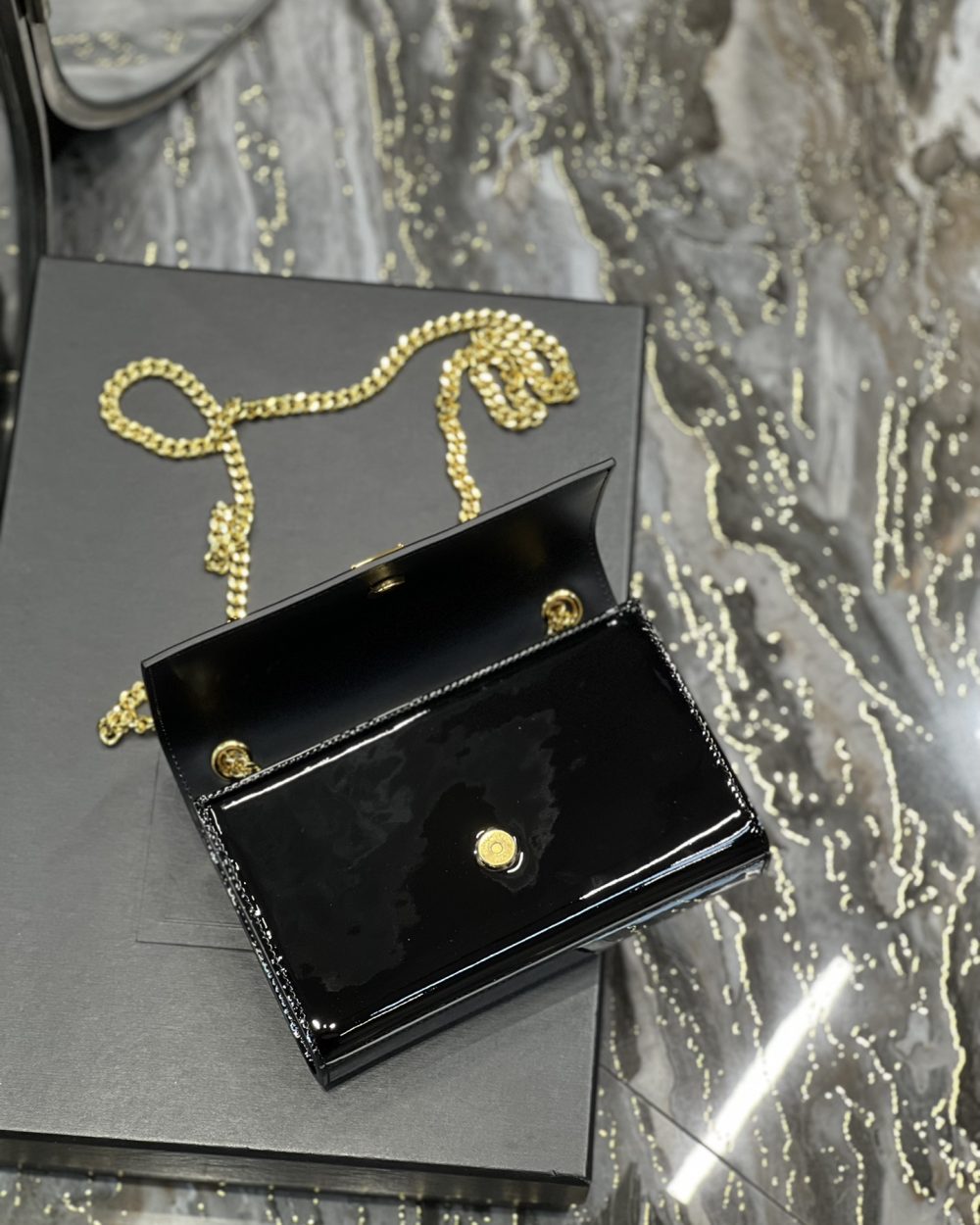 [REP 1:1] Saint Laurent Kate Monogram Shoulder Bag Light Black For Women 7.8in/20cm YSL