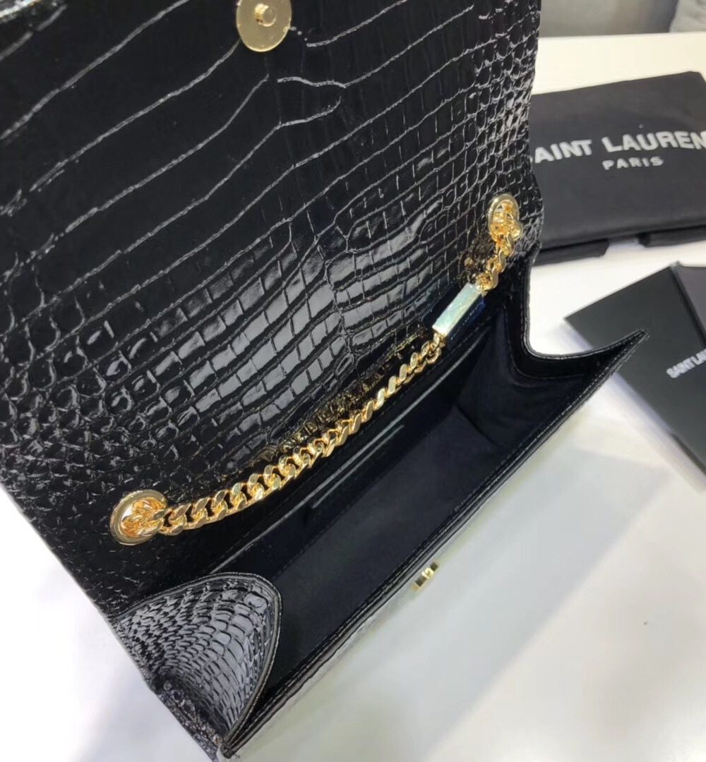 [REP 1:1] Saint Laurent Kate Small Chain Bag With Tassel In Embossed Black For Women 7.8in/20cm YSL 474366DND0J1000