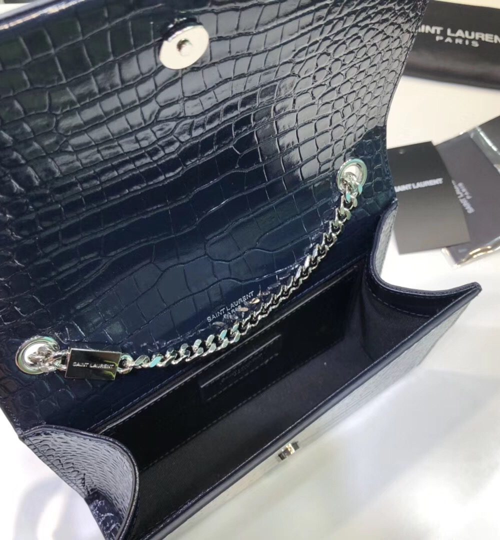 [REP 1:1] Saint Laurent Kate Small Chain Bag With Tassel In Embossed Black For Women 7.8in/20cm YSL 474366DND0N1000