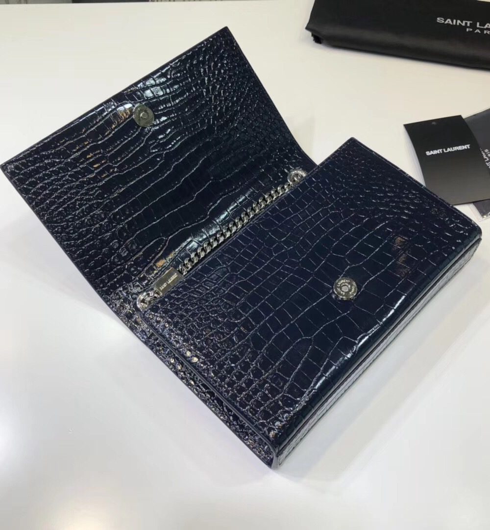 [REP 1:1] Saint Laurent Kate Small Chain Bag With Tassel In Embossed Black For Women 7.8in/20cm YSL 474366DND0N1000