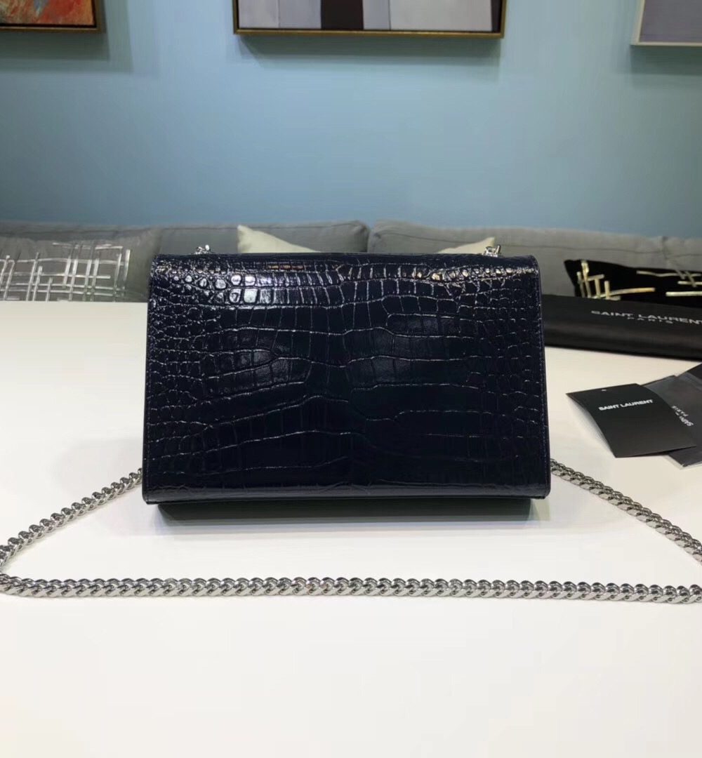 [REP 1:1] Saint Laurent Kate Small Chain Bag With Tassel In Embossed Black For Women 7.8in/20cm YSL 474366DND0N1000
