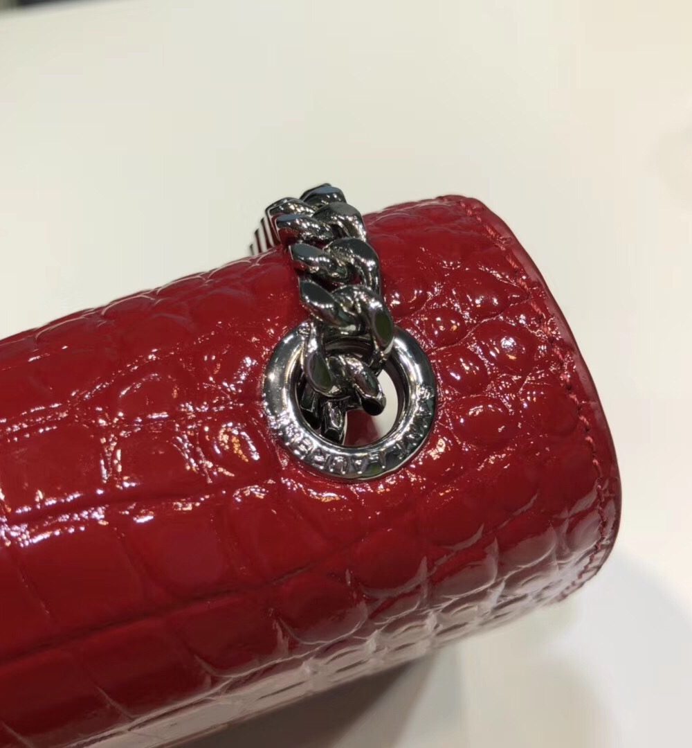 [REP 1:1] Saint Laurent Kate Small Chain Bag With Tassel In Embossed Burgundy For Women 7.8in/20cm YSL