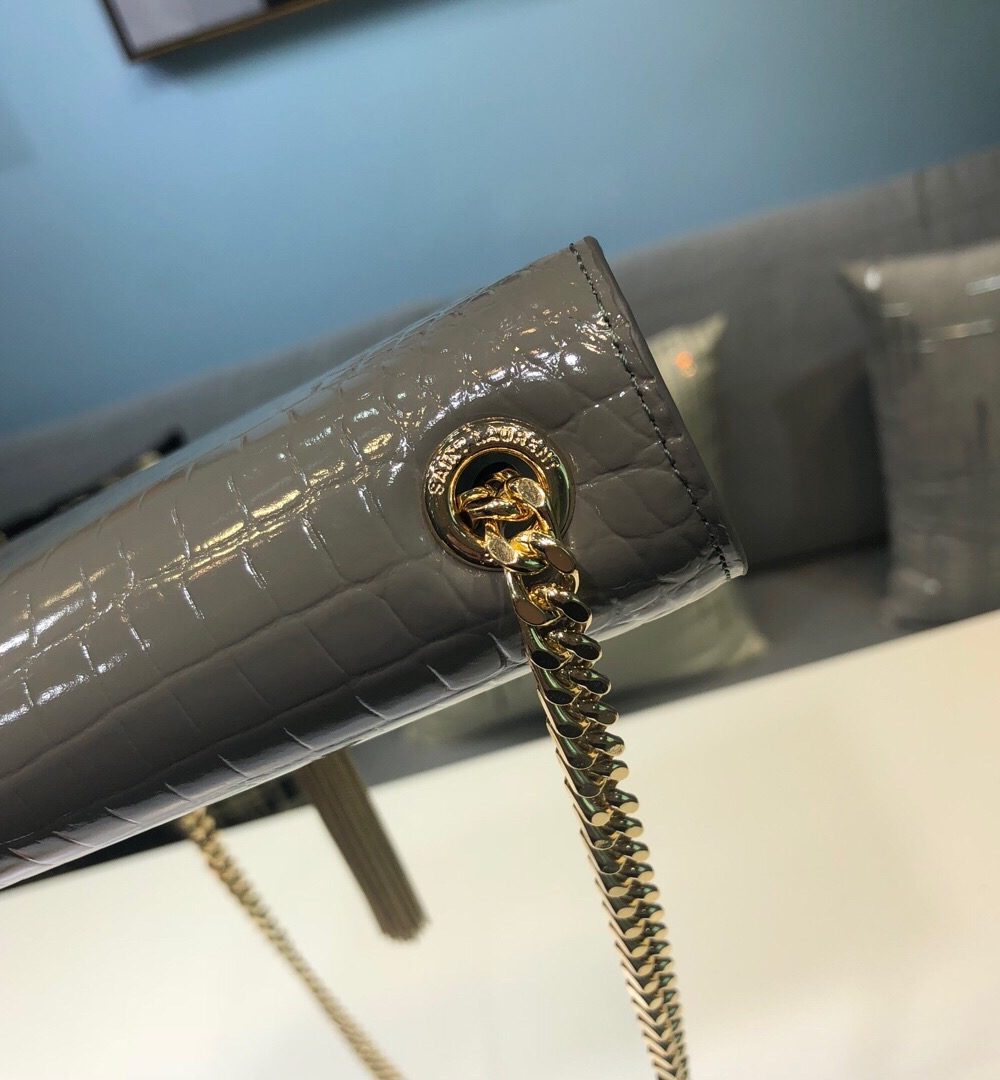 [REP 1:1] Saint Laurent Kate Small Chain Bag With Tassel In Embossed Green For Women 7.8in/20cm YSL