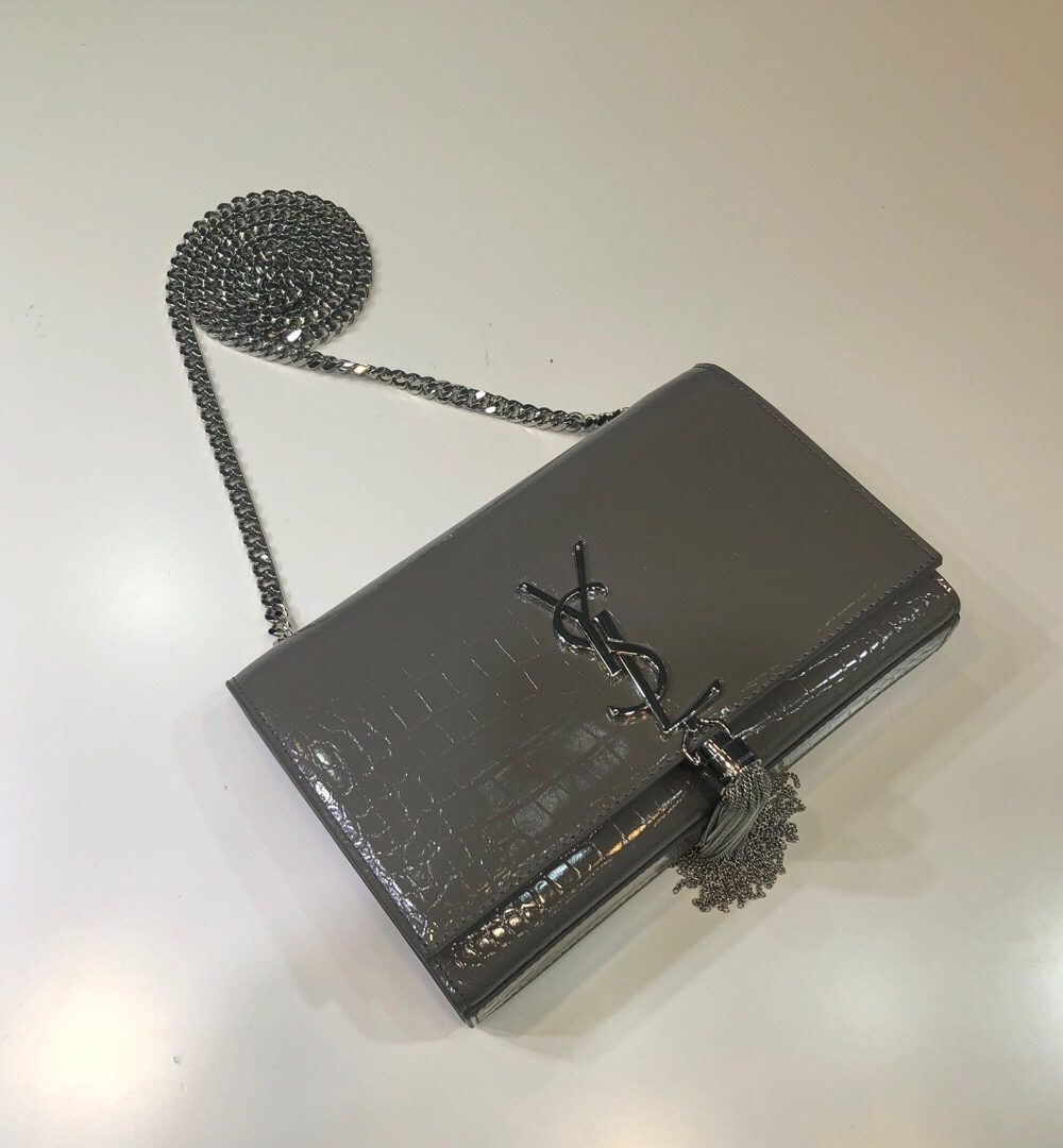 [REP 1:1] Saint Laurent Kate Small Chain Bag With Tassel In Embossed Green For Women 7.8in/20cm YSL