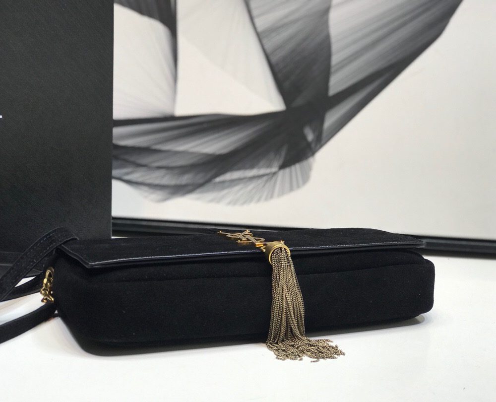 [REP 1:1] Saint Laurent Kate Tassel Small Shoulder Bag Black For Women 10.2in/26cm YSL 6042760UD7W1011