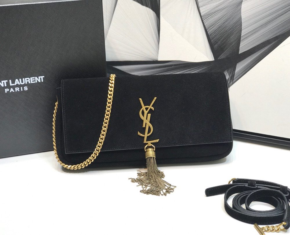 [REP 1:1] Saint Laurent Kate Tassel Small Shoulder Bag Black For Women 10.2in/26cm YSL 6042760UD7W1011
