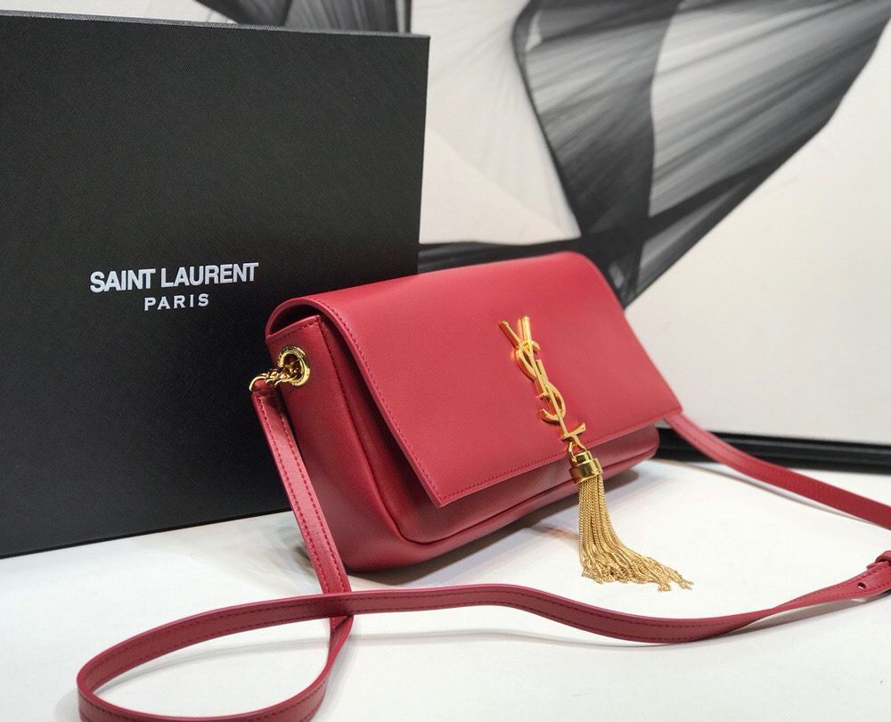 [REP 1:1] Saint Laurent Kate Tassel Small Shoulder Bag Red For Women 10.2in/26cm YSL