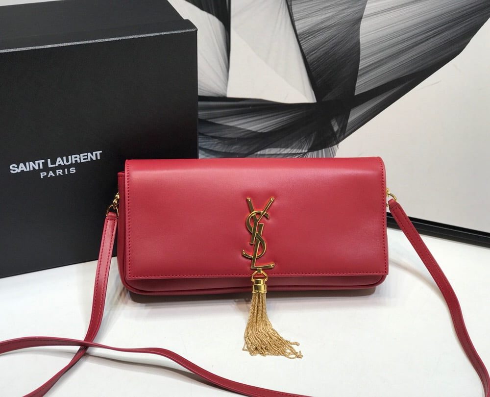 [REP 1:1] Saint Laurent Kate Tassel Small Shoulder Bag Red For Women 10.2in/26cm YSL