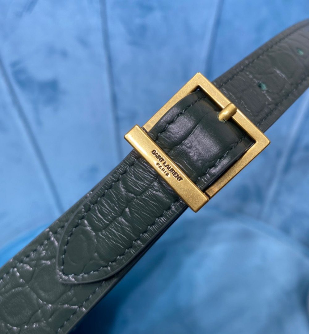 [REP 1:1] Saint Laurent Le 5 À 7 Hobo Bag In Crocodile Embossed Shiny Dark Green For Women 9in/23cm YSL 657228DZE0W3045