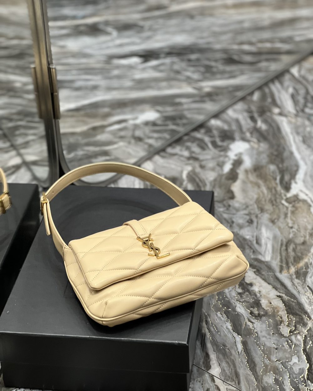 [REP 1:1] Saint Laurent Le 57 Hobo Shoulder Bag Beige For Women, Women's Bags 9.8in/25cm YSL