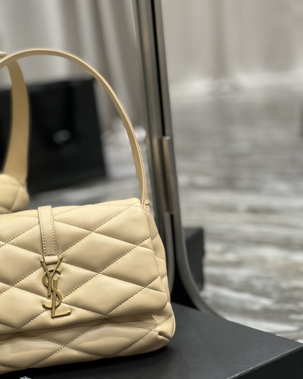 [REP 1:1] Saint Laurent Le 57 Hobo Shoulder Bag Beige For Women, Women's Bags 9.8in/25cm YSL
