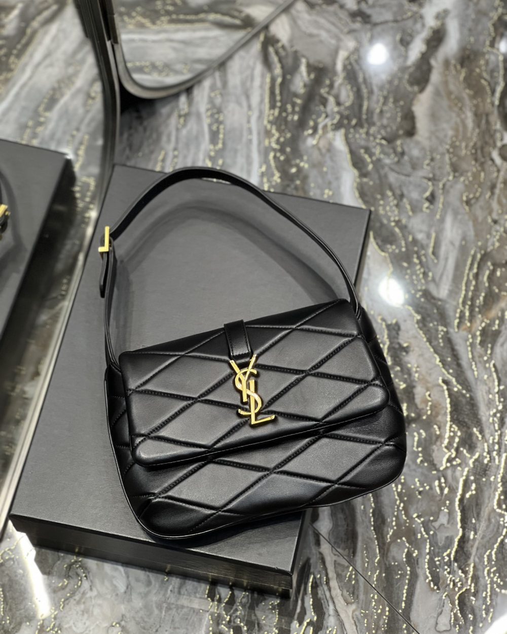 [REP 1:1] Saint Laurent Le 57 Hobo Shoulder Bag Black For Women, Women's Bags 9.8in/25cm YSL 698567AAAO01000