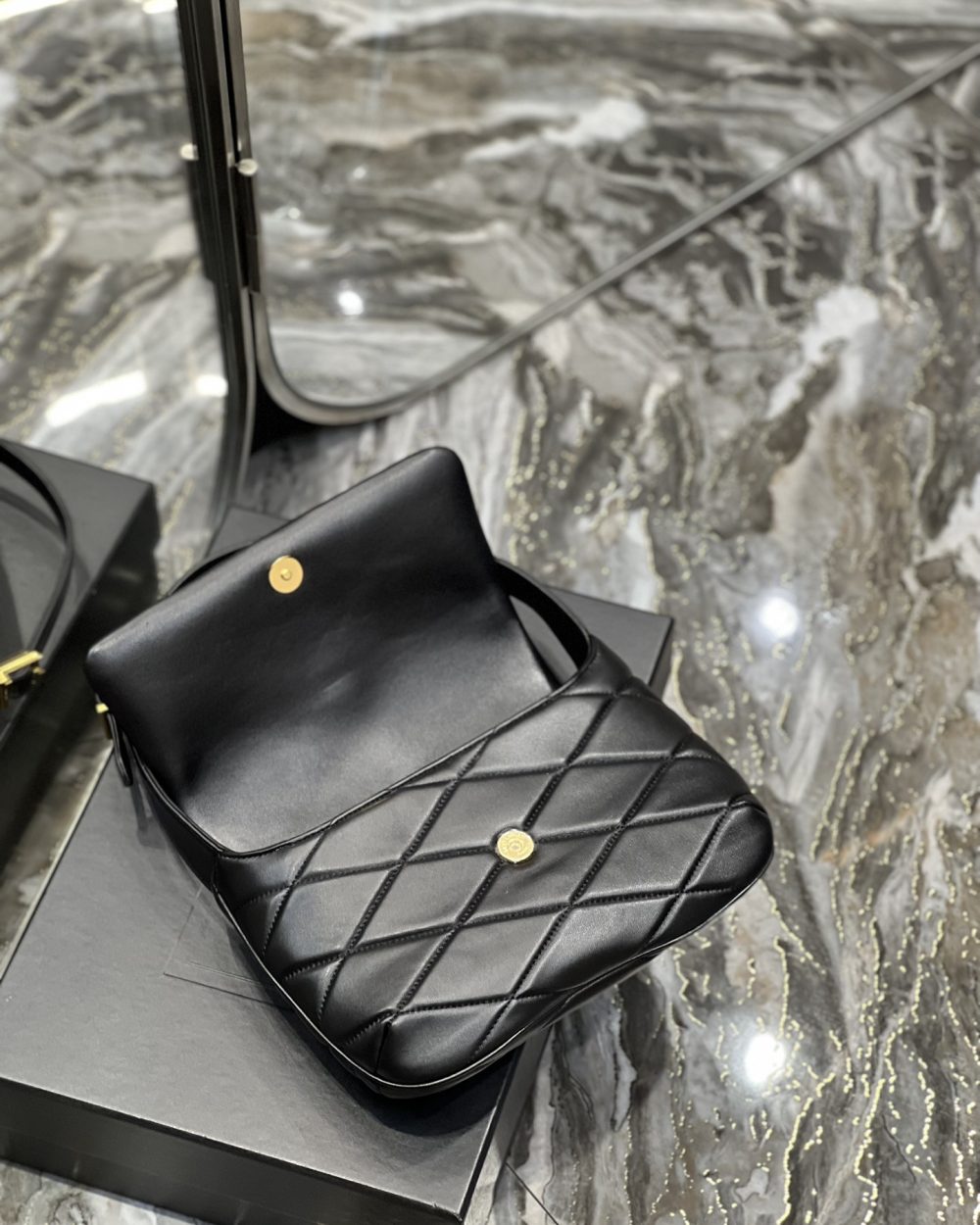 [REP 1:1] Saint Laurent Le 57 Hobo Shoulder Bag Black For Women, Women's Bags 9.8in/25cm YSL 698567AAAO01000