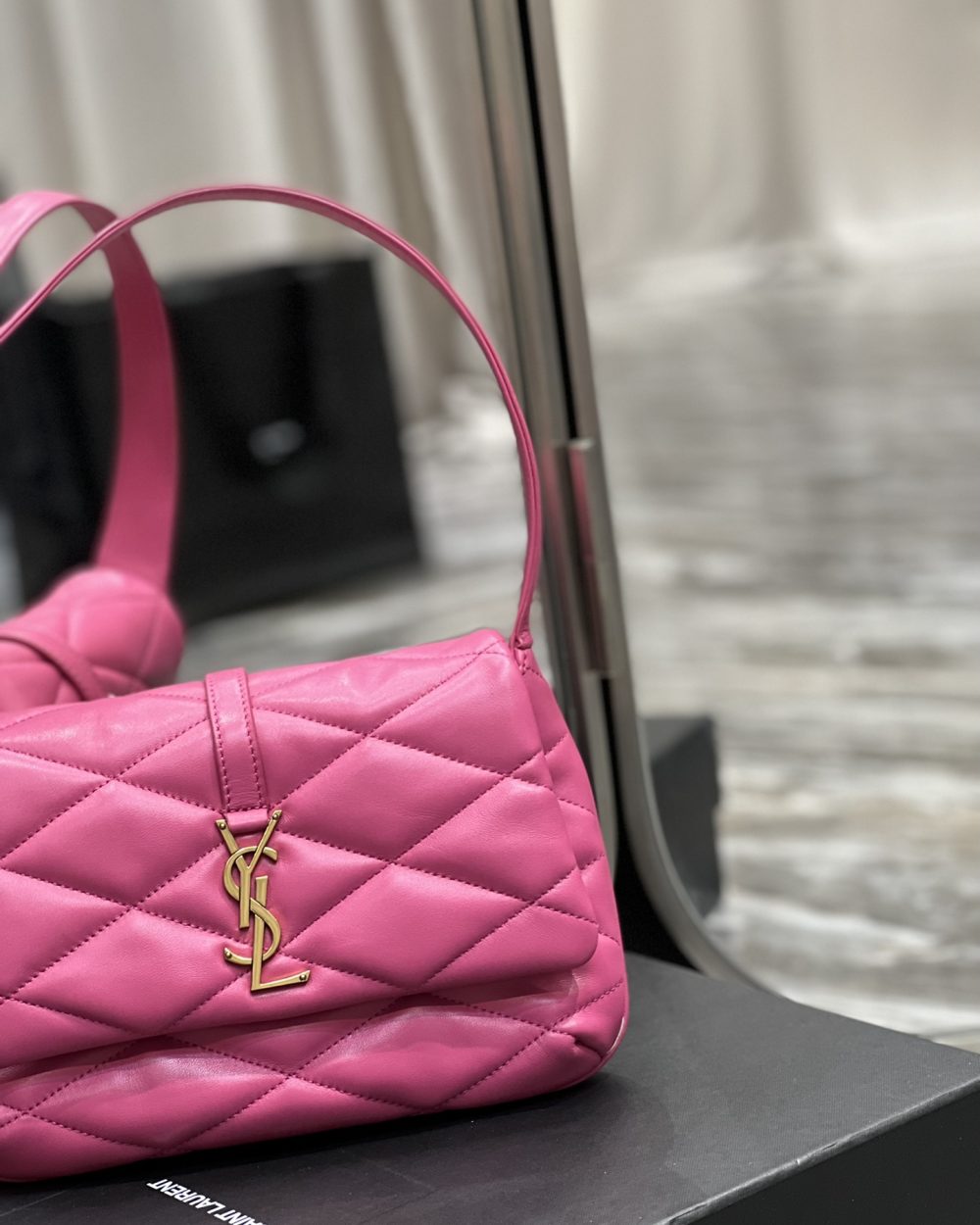 [REP 1:1] Saint Laurent Le 57 Hobo Shoulder Bag Pink For Women, Women's Bags 9.8in/25cm YSL 698567AAAO05623