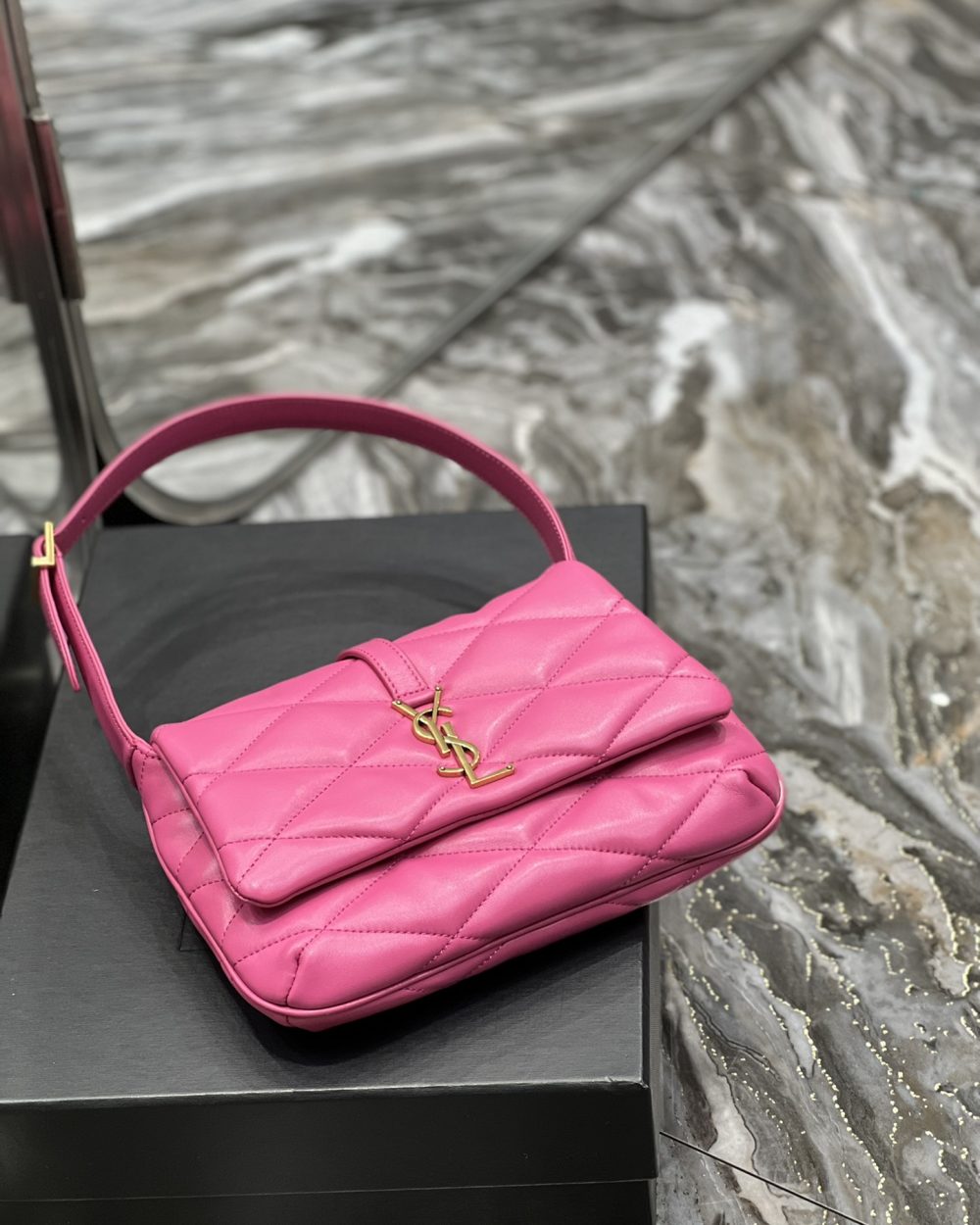 [REP 1:1] Saint Laurent Le 57 Hobo Shoulder Bag Pink For Women, Women's Bags 9.8in/25cm YSL 698567AAAO05623