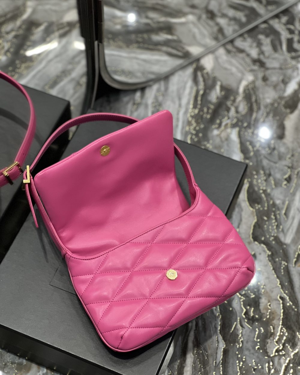 [REP 1:1] Saint Laurent Le 57 Hobo Shoulder Bag Pink For Women, Women's Bags 9.8in/25cm YSL 698567AAAO05623