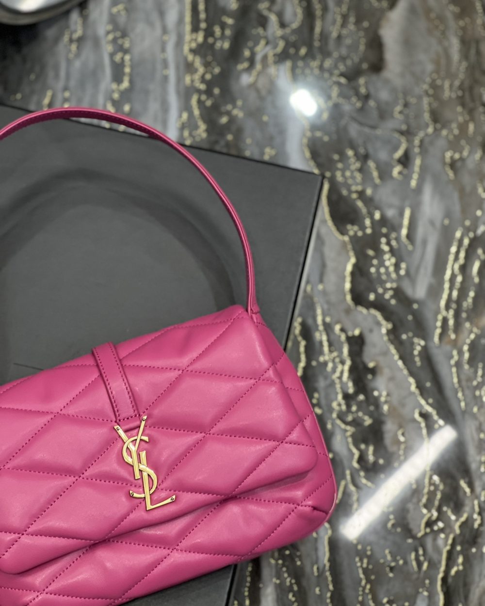 [REP 1:1] Saint Laurent Le 57 Hobo Shoulder Bag Pink For Women, Women's Bags 9.8in/25cm YSL 698567AAAO05623