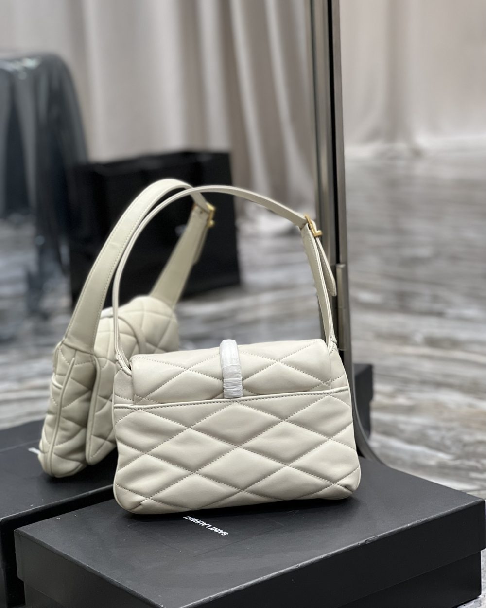 [REP 1:1] Saint Laurent Le 57 Hobo Shoulder Bag White For Women, Women's Bags 9.8in/25cm YSL 698567AAAO09207