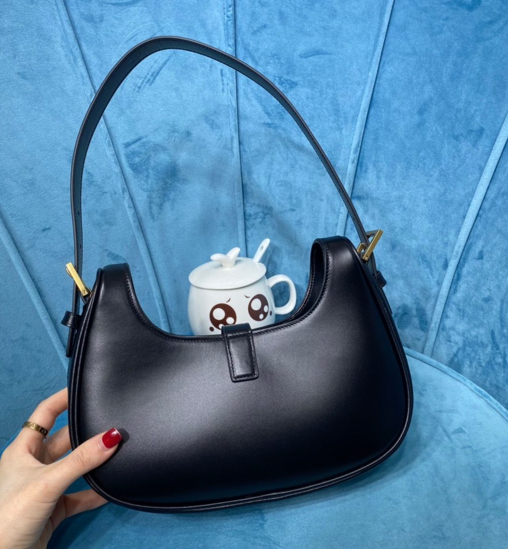 [REP 1:1] Saint Laurent Le Fermoir Hobo Bag Black For Women 9.5in/24cm YSL 672615 2ZA2W