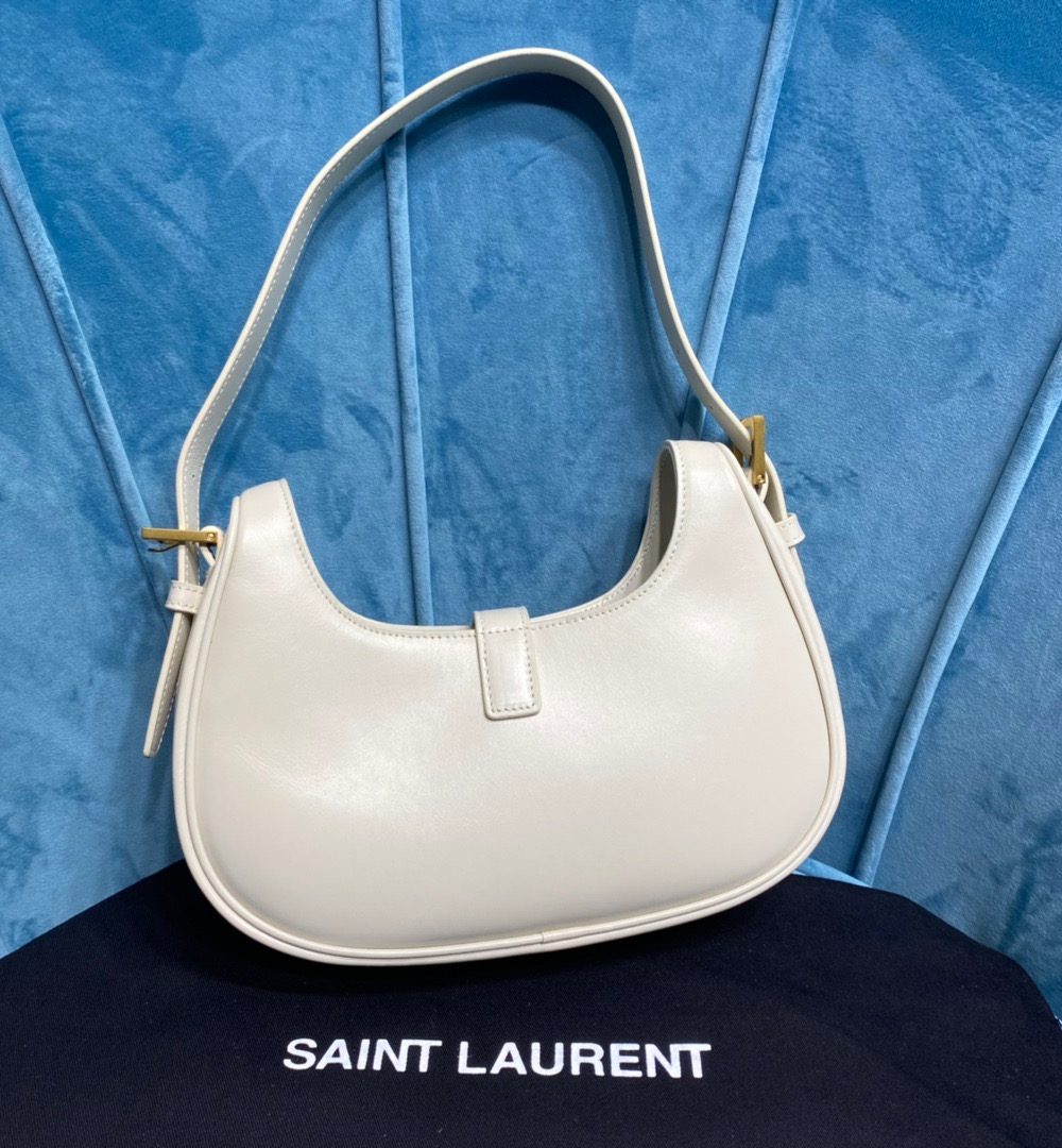 [REP 1:1] Saint Laurent Le Fermoir Hobo Bag White For Women 9.5in/24cm YSL 672615