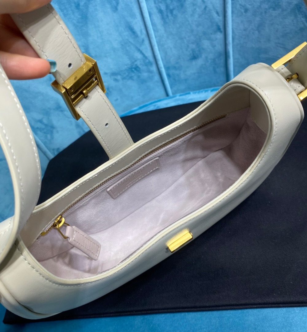 [REP 1:1] Saint Laurent Le Fermoir Hobo Bag White For Women 9.5in/24cm YSL 672615