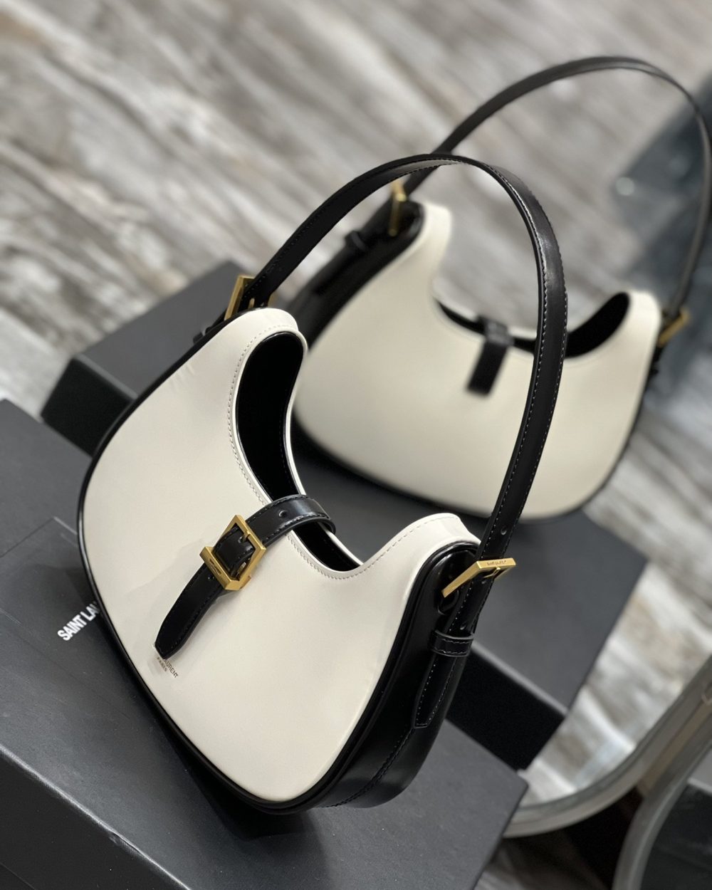 [REP 1:1] Saint Laurent Le Fermoir Hobo Bag White With Gold Hardware For Women 9.4in/24cm YSL