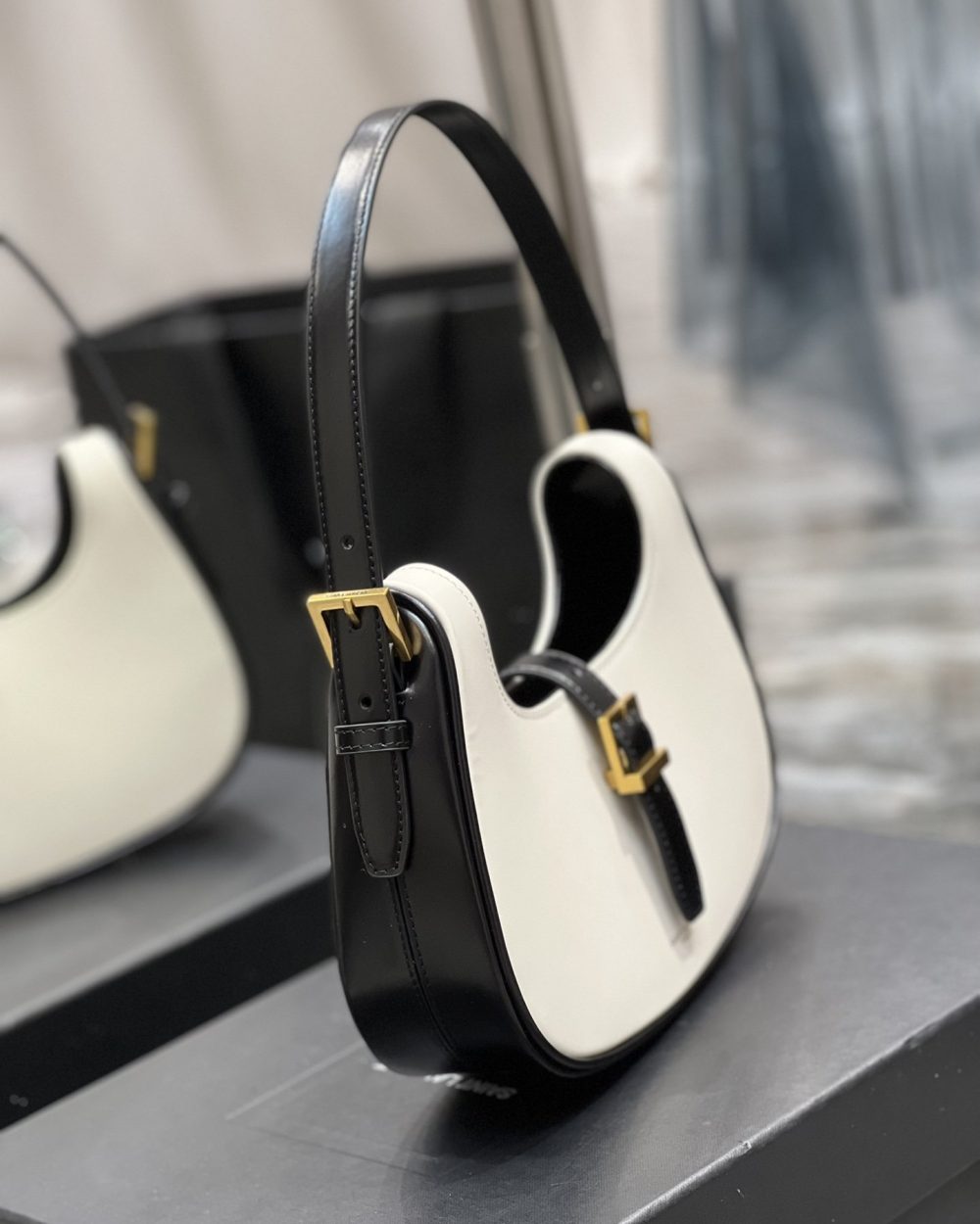 [REP 1:1] Saint Laurent Le Fermoir Hobo Bag White With Gold Hardware For Women 9.4in/24cm YSL