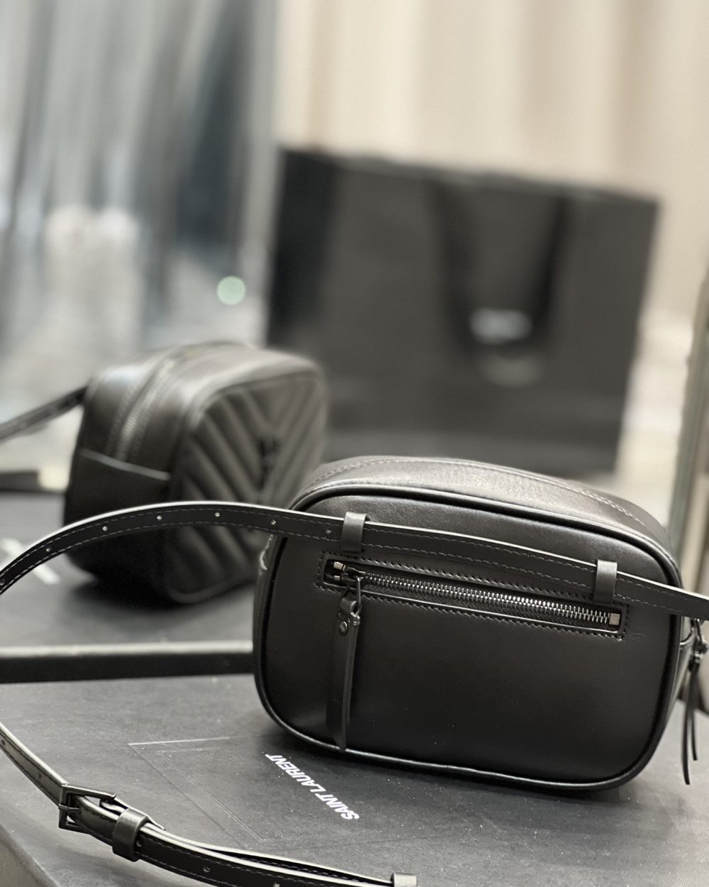 [REP 1:1] Saint Laurent Lou Belt Bag Black In Matelassé Black Metal Hardware For Women 6.1in/15cm YSL 534817DV7081000