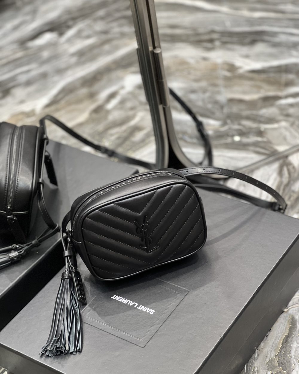 [REP 1:1] Saint Laurent Lou Belt Bag Black In Matelassé Black Metal Hardware For Women 6.1in/15cm YSL 534817DV7081000