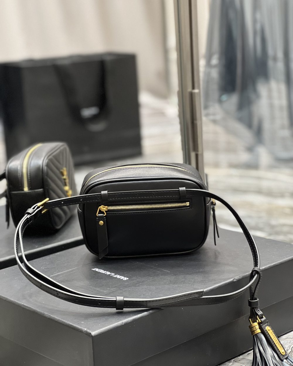 [REP 1:1] Saint Laurent Lou Belt Bag Black In Matelassé Gold Toned Hardware For Women 6.1in/15cm YSL 614031DV7071000