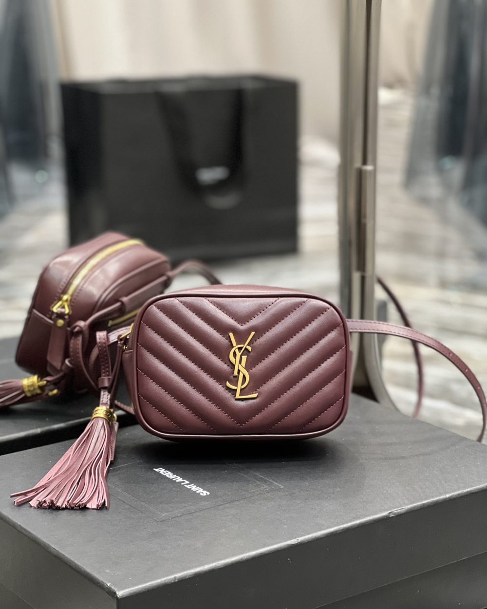 [REP 1:1] Saint Laurent Lou Belt Bag Red In Matelassé Gold Toned Hardware For Women 6.1in/15cm YSL 614031DV7072721