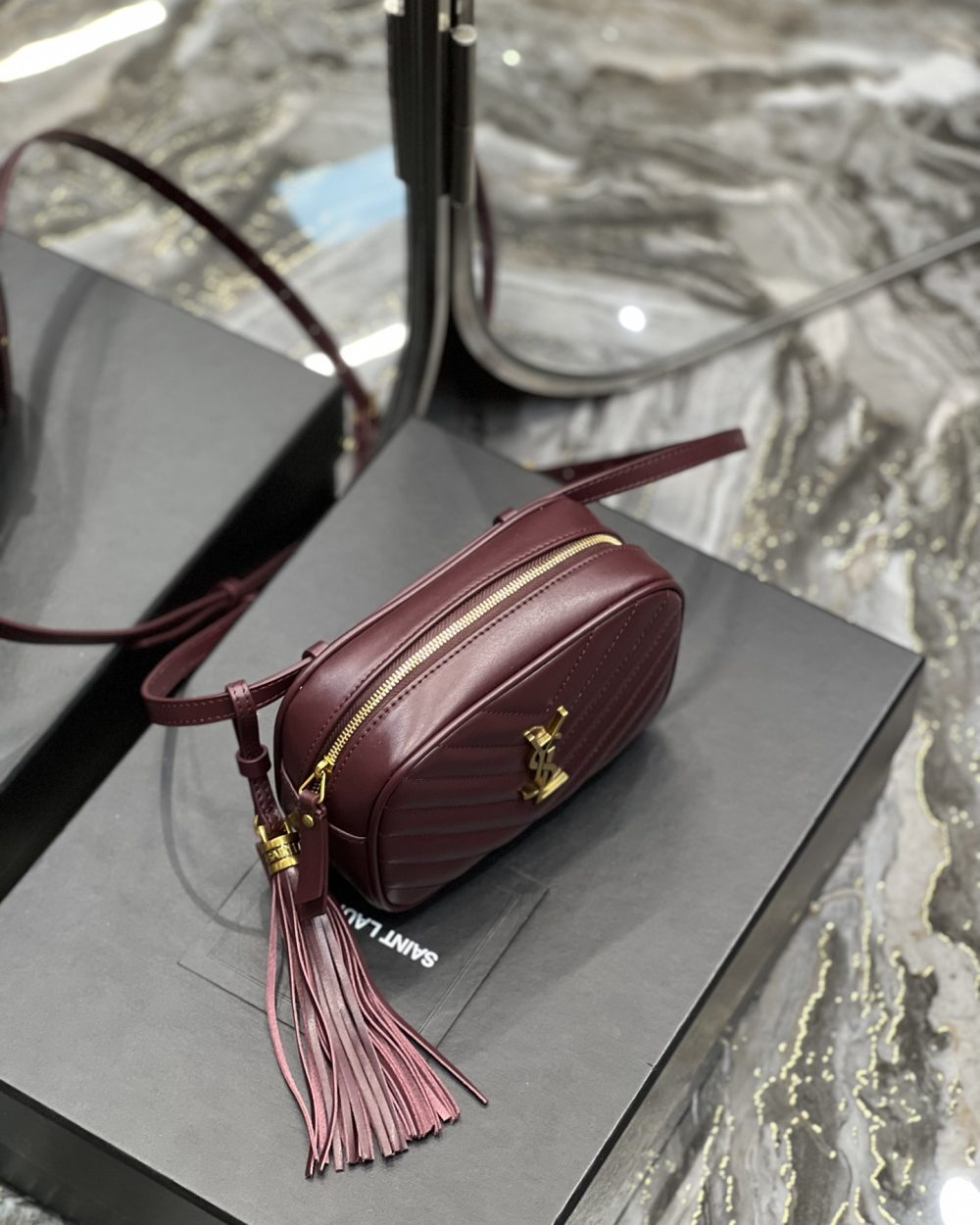 [REP 1:1] Saint Laurent Lou Belt Bag Red In Matelassé Gold Toned Hardware For Women 6.1in/15cm YSL 614031DV7072721