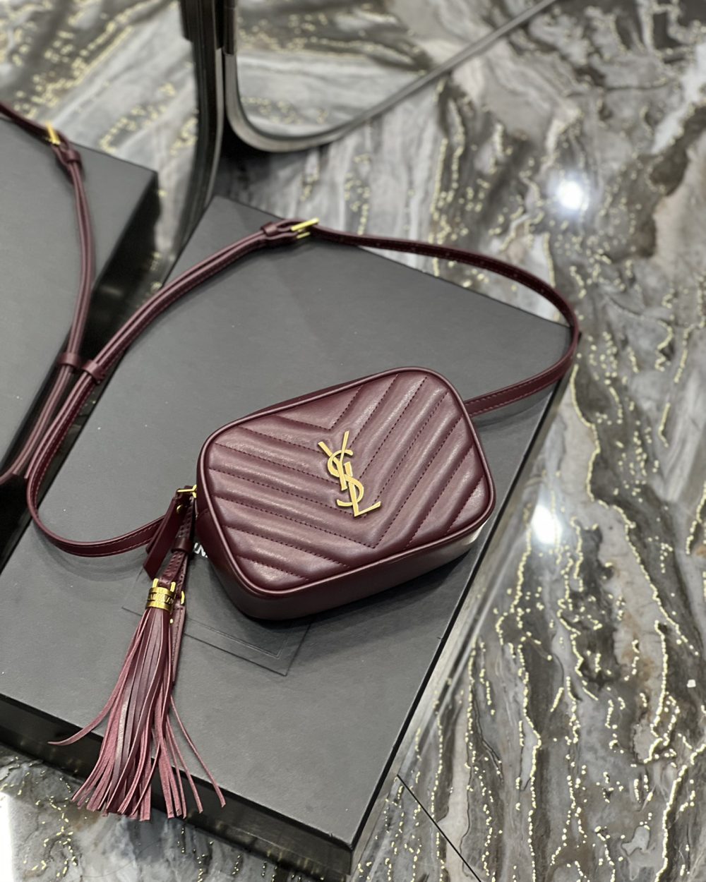 [REP 1:1] Saint Laurent Lou Belt Bag Red In Matelassé Gold Toned Hardware For Women 6.1in/15cm YSL 614031DV7072721