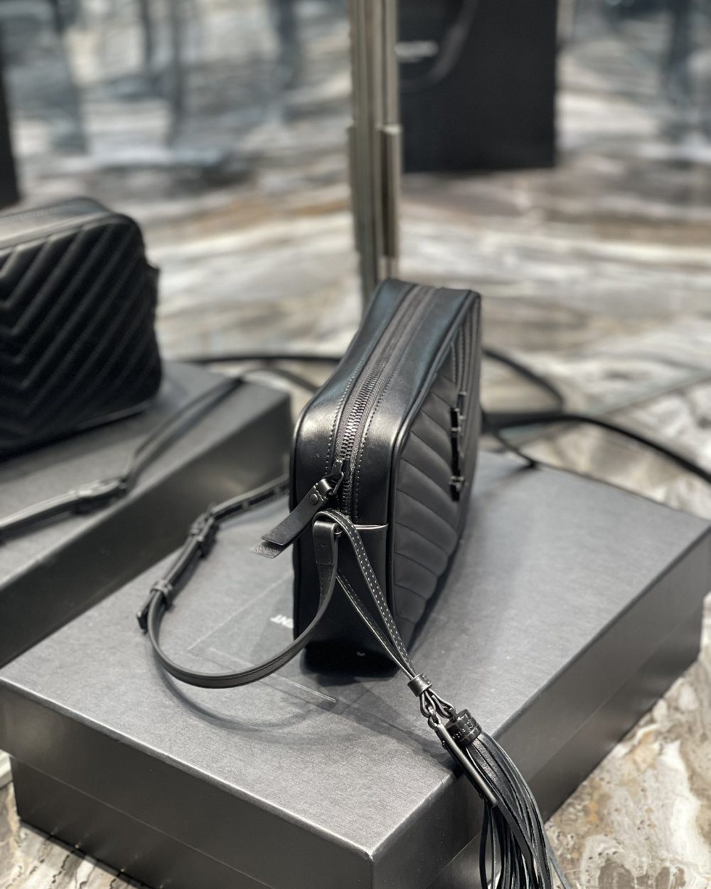 [REP 1:1] Saint Laurent Lou Camera Bag Black With Metal Hardware For Women 9in/23cm YSL 612544DV7081000