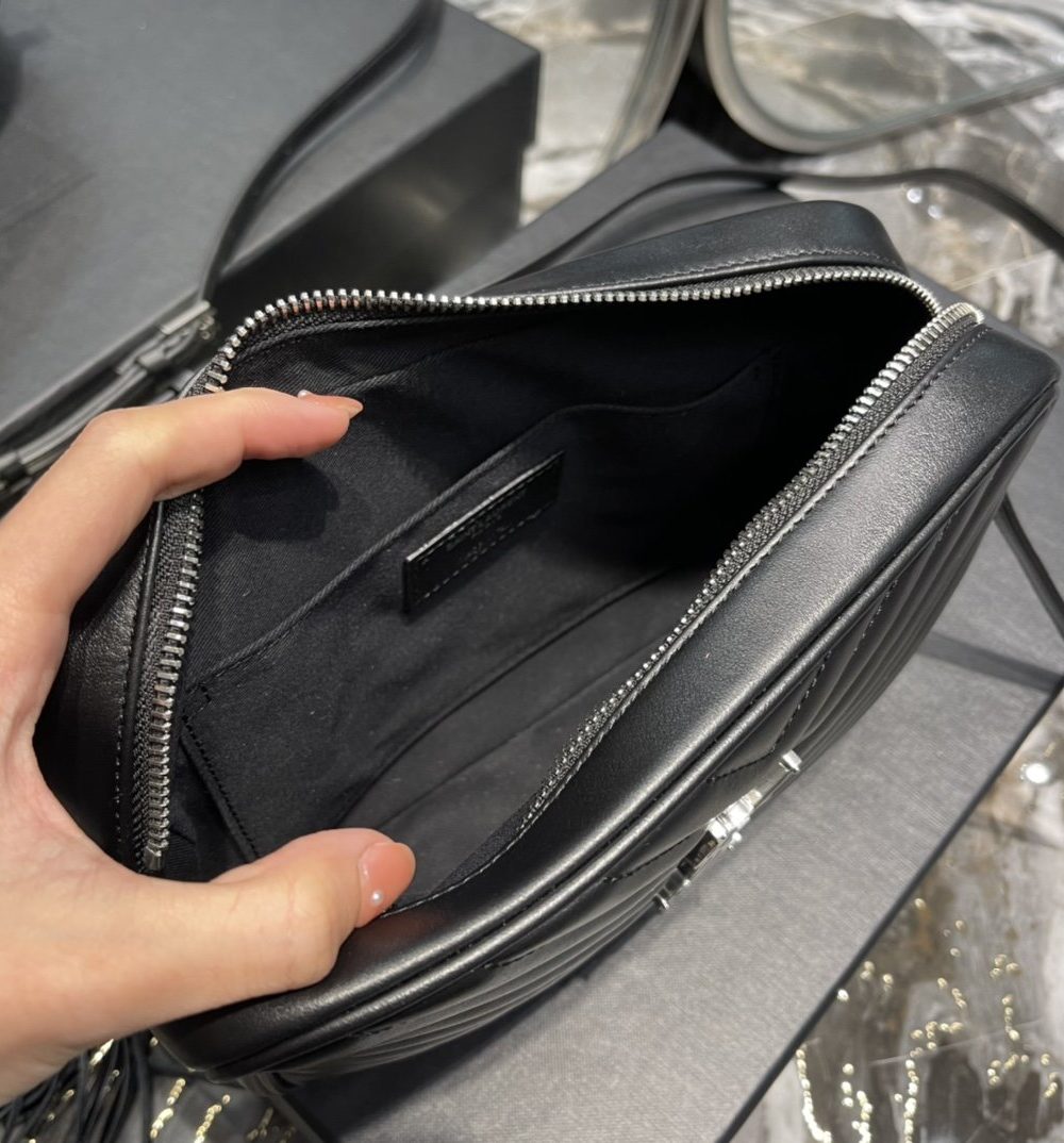 [REP 1:1] Saint Laurent Lou Camera Bag Black With Silver Toned Hardware For Women 9in/23cm YSL 612544DV7041000