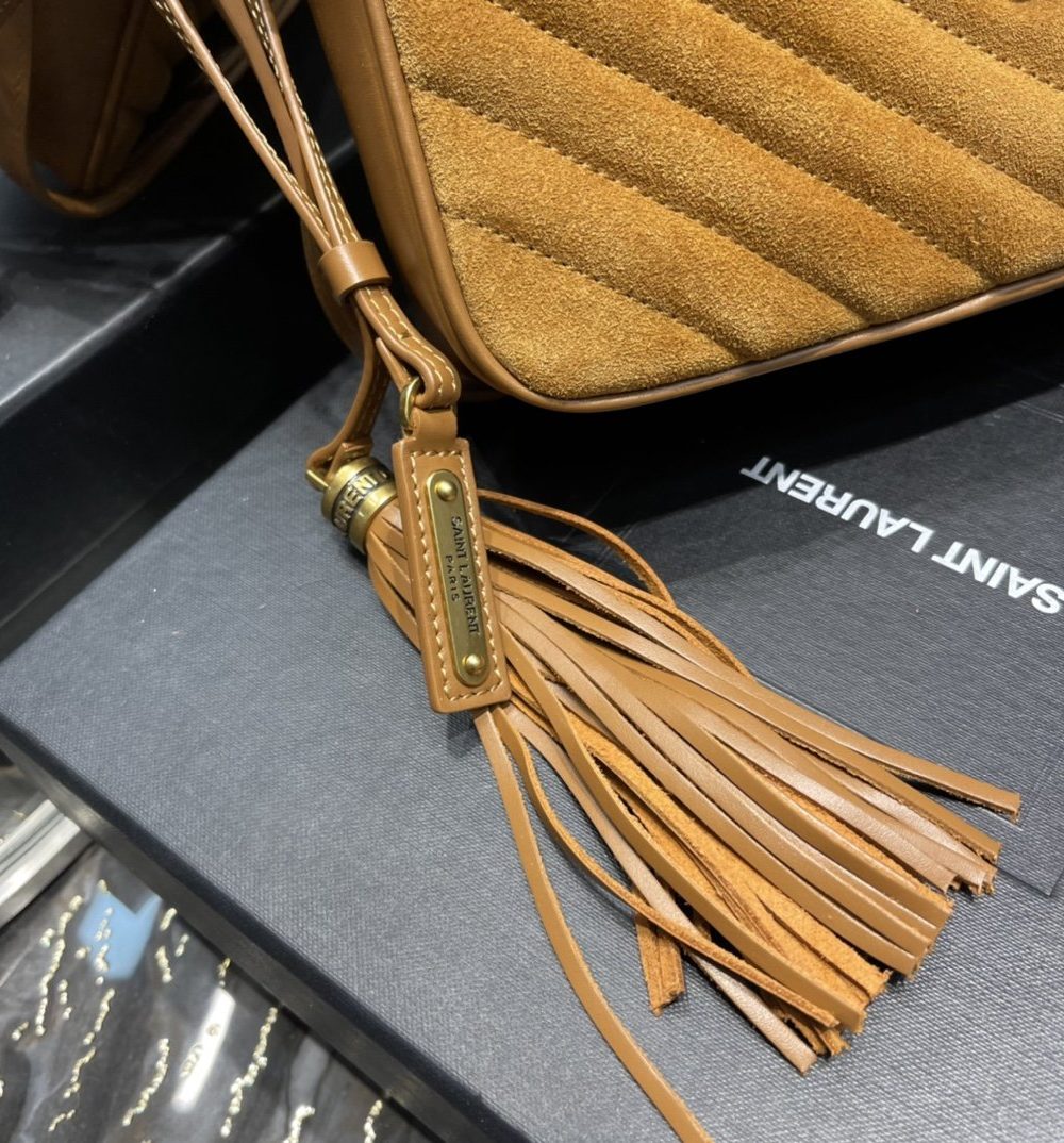 [REP 1:1] Saint Laurent Lou Camera Bag Brown With Gold Toned Hardware For Women 9in/23cm YSL 6125441S7R77761