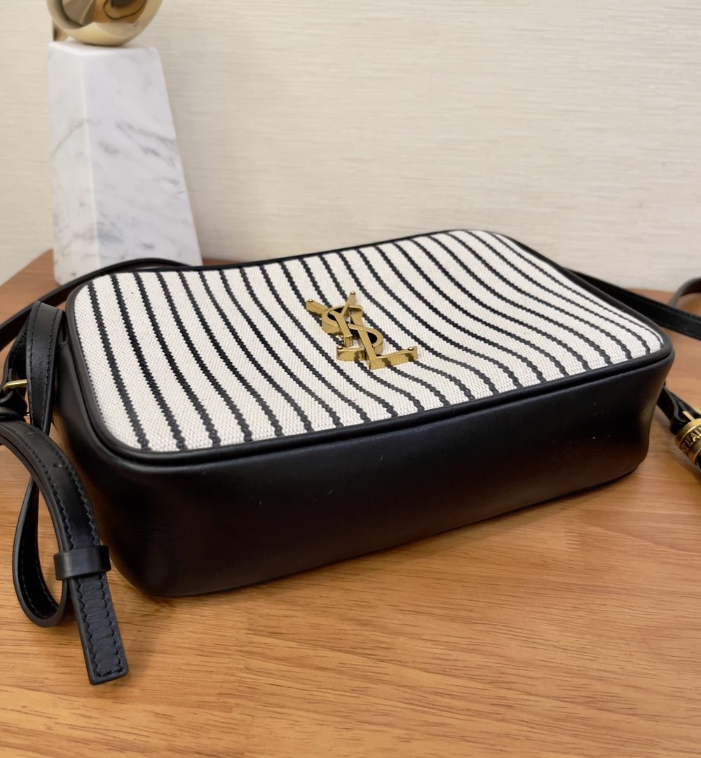 [REP 1:1] Saint Laurent Lou Camera Bag In Canvas Black And White For Women 9in/23cm YSL 612542FAACG9583
