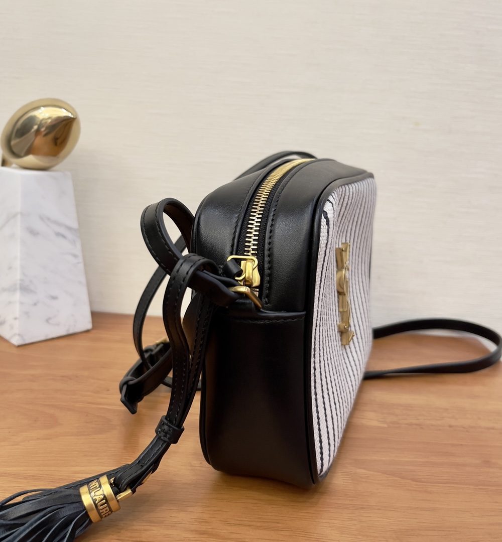 [REP 1:1] Saint Laurent Lou Camera Bag In Canvas Black And White For Women 9in/23cm YSL 612542FAACG9583