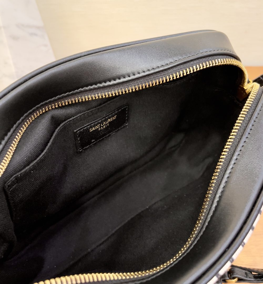 [REP 1:1] Saint Laurent Lou Camera Bag In Canvas Black And White For Women 9in/23cm YSL 612542FAACG9583