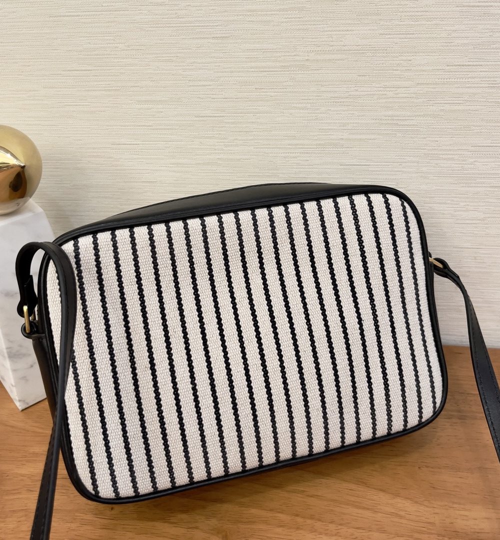 [REP 1:1] Saint Laurent Lou Camera Bag In Canvas Black And White For Women 9in/23cm YSL 612542FAACG9583
