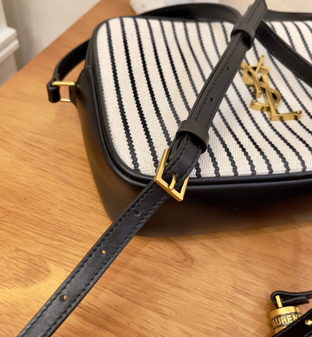 [REP 1:1] Saint Laurent Lou Camera Bag In Canvas Black And White For Women 9in/23cm YSL 612542FAACG9583