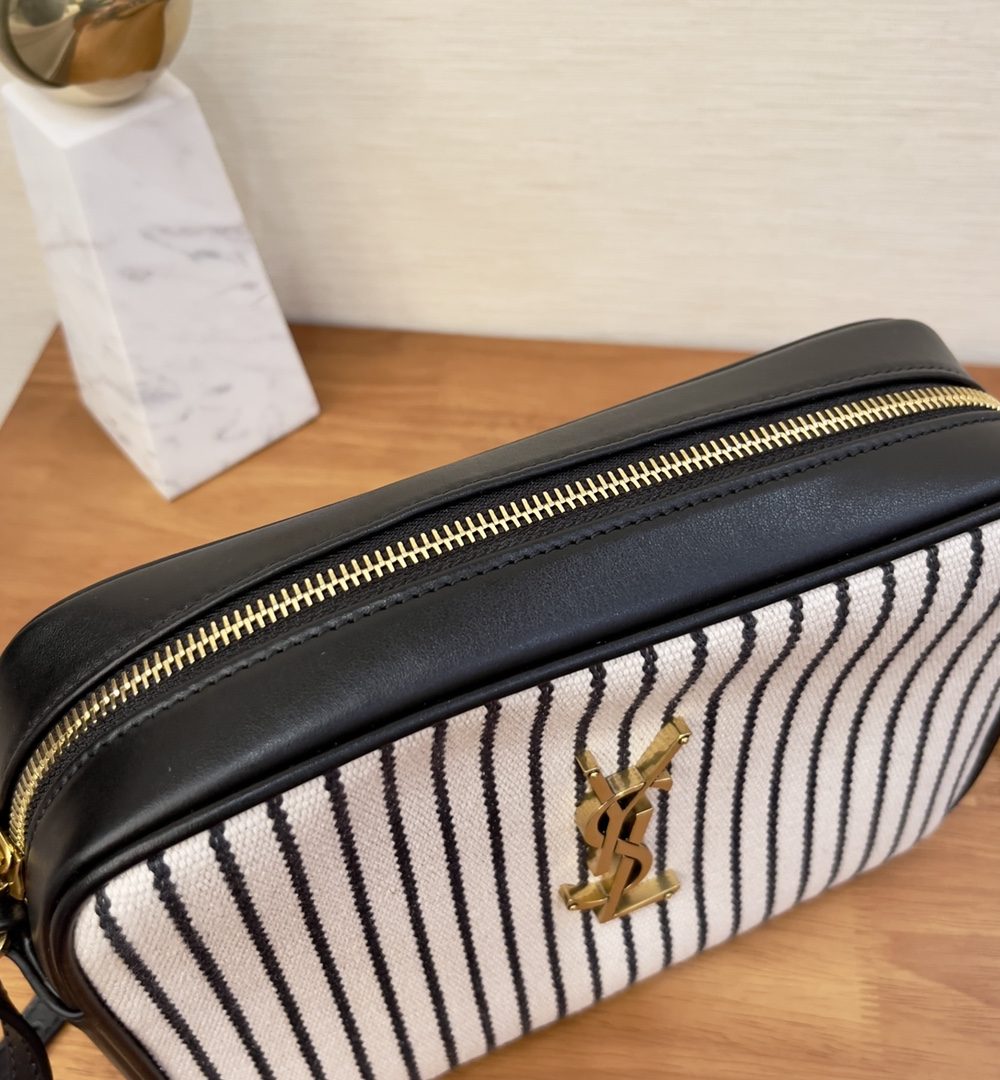 [REP 1:1] Saint Laurent Lou Camera Bag In Canvas Black And White For Women 9in/23cm YSL 612542FAACG9583