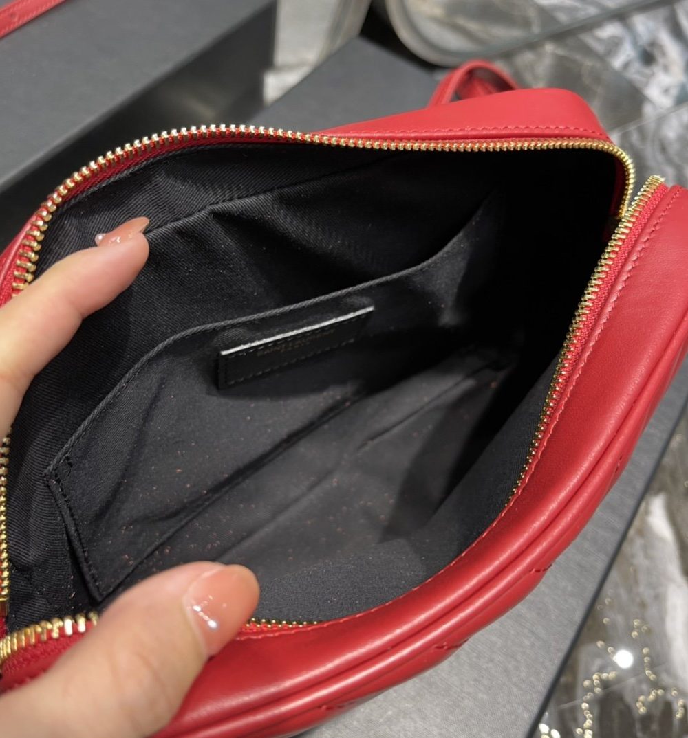 [REP 1:1] Saint Laurent Lou Camera Bag Red With Gold Toned Hardware For Women 9in/23cm YSL 612544DV7076008