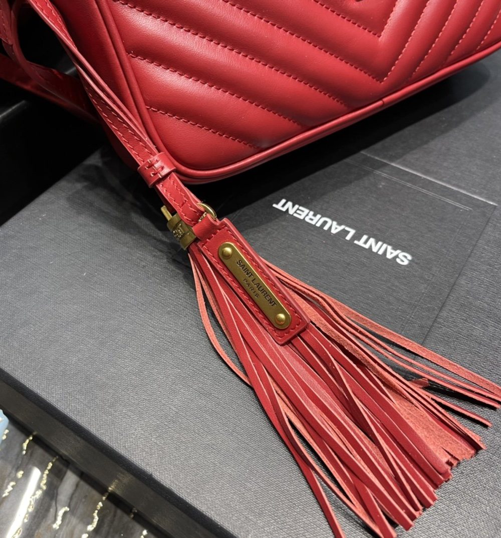 [REP 1:1] Saint Laurent Lou Camera Bag Red With Gold Toned Hardware For Women 9in/23cm YSL 612544DV7076008