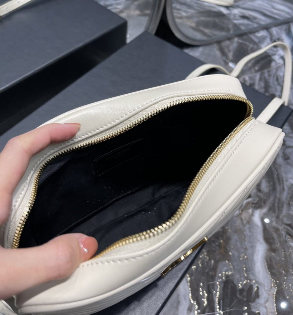 [REP 1:1] Saint Laurent Lou Camera Bag White With Gold Toned Hardware For Women 9in/23cm YSL 612544DV7079207